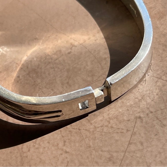 Vintage Heavy Taxco Aventurine Sterling Silver Hinged Cuff Floral Bracelet - Picture 6 of 9